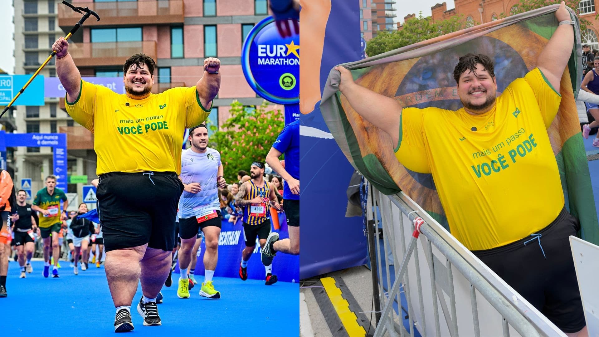 Júlio Mamute, influenciador recifense, supera limites e completa maratona em Portugal
